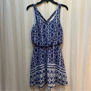 Blue and White Patterned Dress